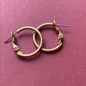 Vintage brushed gold tone hoop earrings